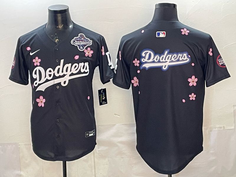 Men Nike 2026 Los Angeles Dodgers Blank Black Sakura Edition Game MLB Jersey 0012
